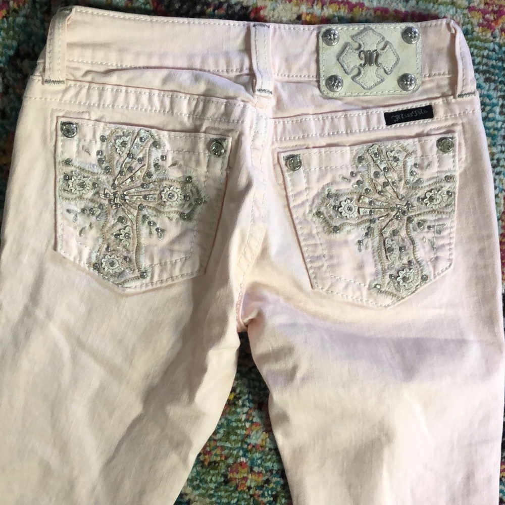 Miss me pale pink cross skinny jeans